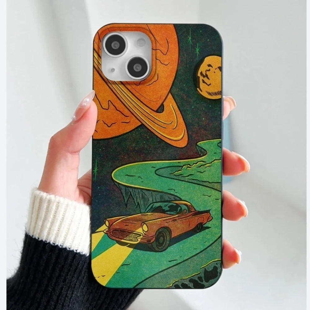 Bottle Cap Creative Car & Planet Pattern Phone Case Tough iPhone Case 12 13 14